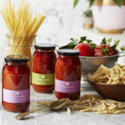 Jars of Stefano's pasta sauces