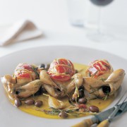 Roasted quail with small olives